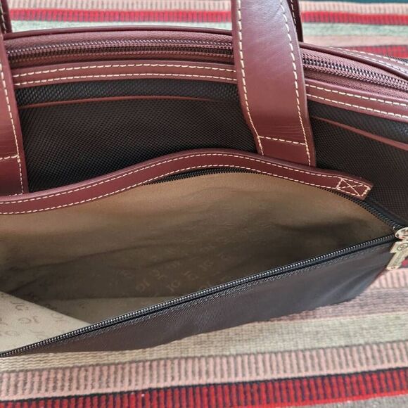 Jack Georges Black Brown Canvas Leather Messenger Laptop Bag Carry On Simple - Picture 4 of 12